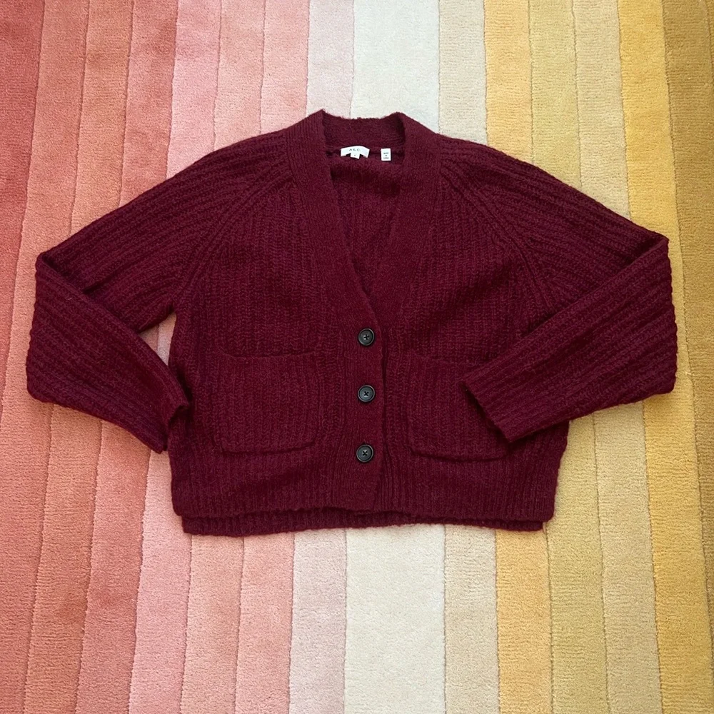 ALC Burgundy Cleveland Chunky Cardigan Sweater - Picture 2 of 6